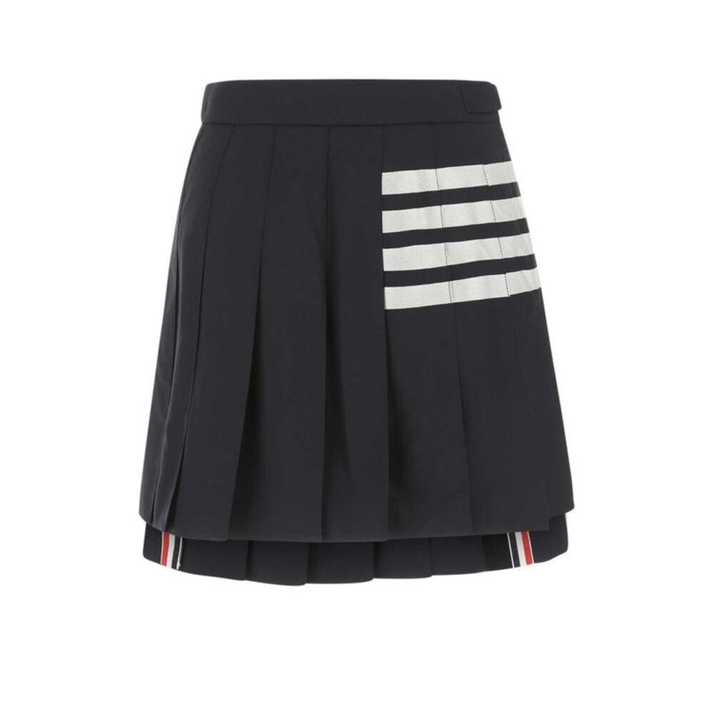 THOM BROWNE Pleated Skirt with Signature Stripes Women BLUE Skirts